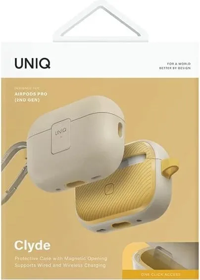 Mbështjellës UNIQ Clyde Lock Case për AirPods Pro 2, bezhë dhe e verdhë - 7