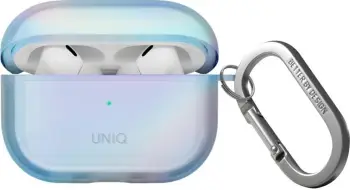 Mbështjellës UNIQ Iridescia për AirPods Pro 2, me karabiner, holo blu