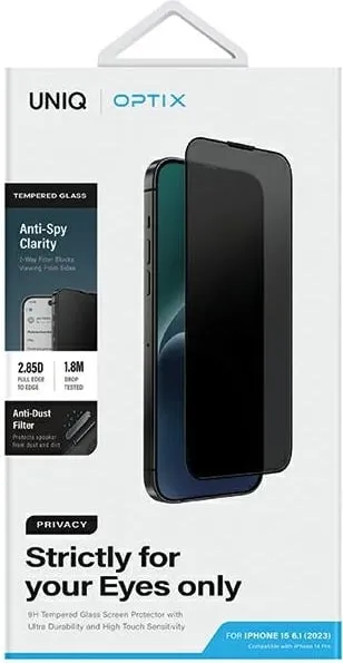 Xham mbrojtës matte UNIQ Optix për iPhone 15 Pro Max 6.7", xham i kalitur, me aplikator - 4