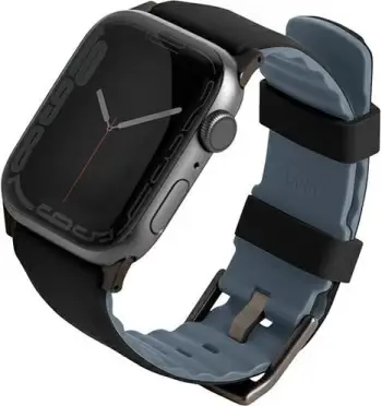 Rrip Uniq Linus AiroSoft për Apple Watch, 42/44/45/49 mm, silikon, i zi
