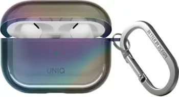 Mbështjellës UNIQ Iridescia për AirPods Pro 2, Holo White me karabiner