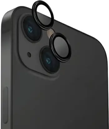Mbrojtës lentash UNIQ Optix Glass Aluminum për iPhone 15 / 15 Plus, i zi