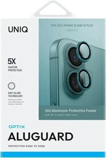 Mbrojtës lentash UNIQ Optix për iPhone 16 / 16 Plus, me aplikator, Transparent/Black - 2