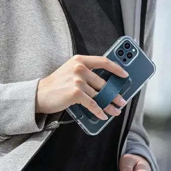 Mbështjellës UNIQ Heldro për iPhone 12 Pro Max, transparent, me rrip gishti dhe rrip dore