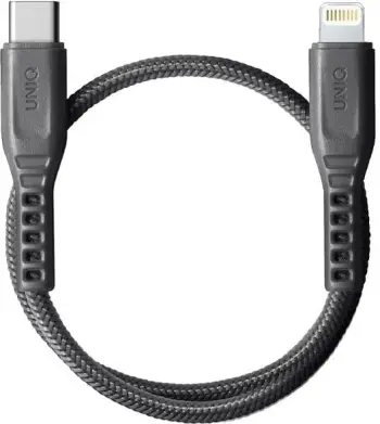 Kabllo UNIQ Flex USB-C në Lightning, 30cm, 18W, najlon, Gri