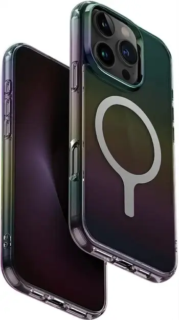 Mbështjellës UNIQ Iridescia Magclick Charging për iPhone 16 Pro Max, i zi