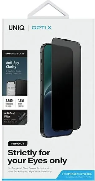 Xham mbrojtës Uniq Optix Privacy për iPhone 15 Plus 14 Pro Max, filtër privatësie, transparencë e lartë - 4