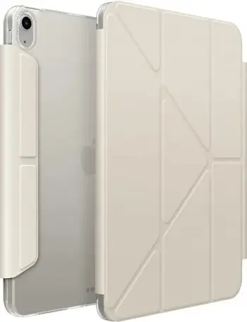 Mbështjellës tablet UNIQ Camden Click për iPad Air 11" (2024), tri-stend Y-fold, auto wake/sleep, mbajtëse Apple Pencil, bezhë