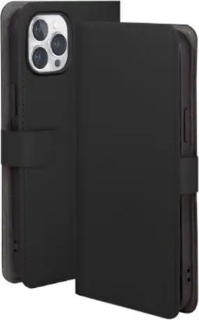 Mbulesë portofol Uniq Journa për iPhone 14 Pro 6.1", lëkurë eko, e zezë