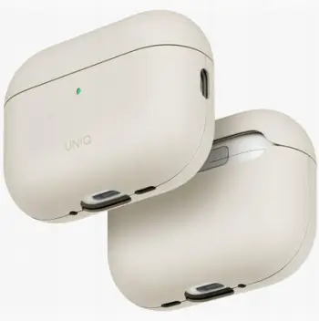 Mbulesë UNIQ Lyden VEX për AirPods Pro 3, lëkurë sintetike premium, e bardhë krem