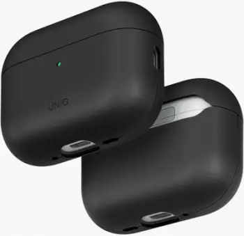 Kapak mbrojtës UNIQ Lyden VEX për AirPods Pro 3, lëkurë sintetike, Dallas Black, i zi