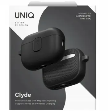Mbulesë UNIQ Clyde për AirPods Pro 3, rezistente, e zezë me gri të errët