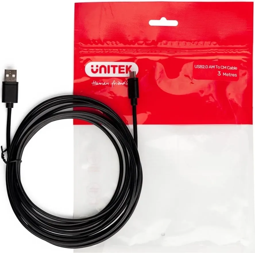 Kabllo USB Unitek, 3m, USB 2.0, e zezë - 5