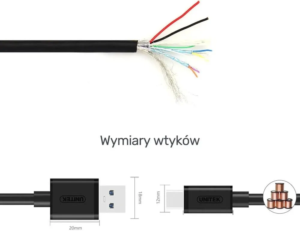 Kabllo USB Unitek, 3m, USB 2.0, e zezë - 6