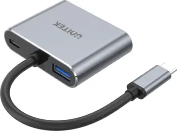 Qendër USB Unitek Q4 Lite, 4-në-1, HDMI 4K 60Hz, 100W PD, i hirtë