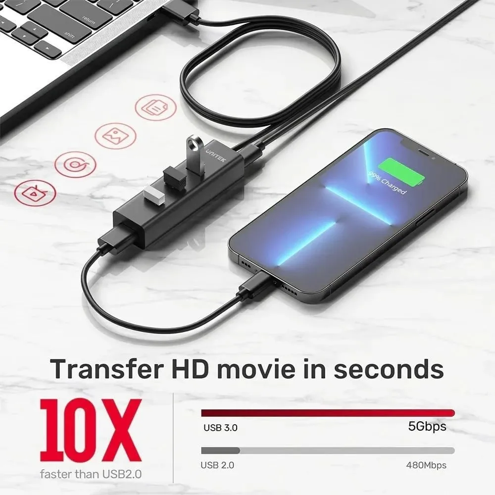 USB Hub Gen 1 UNITEK Y-3089V01, 4 porte, 5000 Mbit/s, i zi - 5