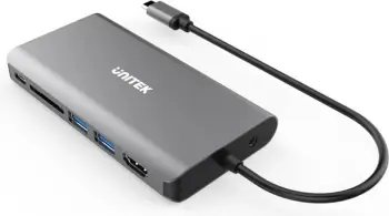 USB Hub Unitek D1019B, 8-në-1, 100W PD, alumini, i hirtë
