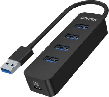 Qendër USB Unitek H1117A, 4x USB-A 3.1, 10W, Aktive, e zezë