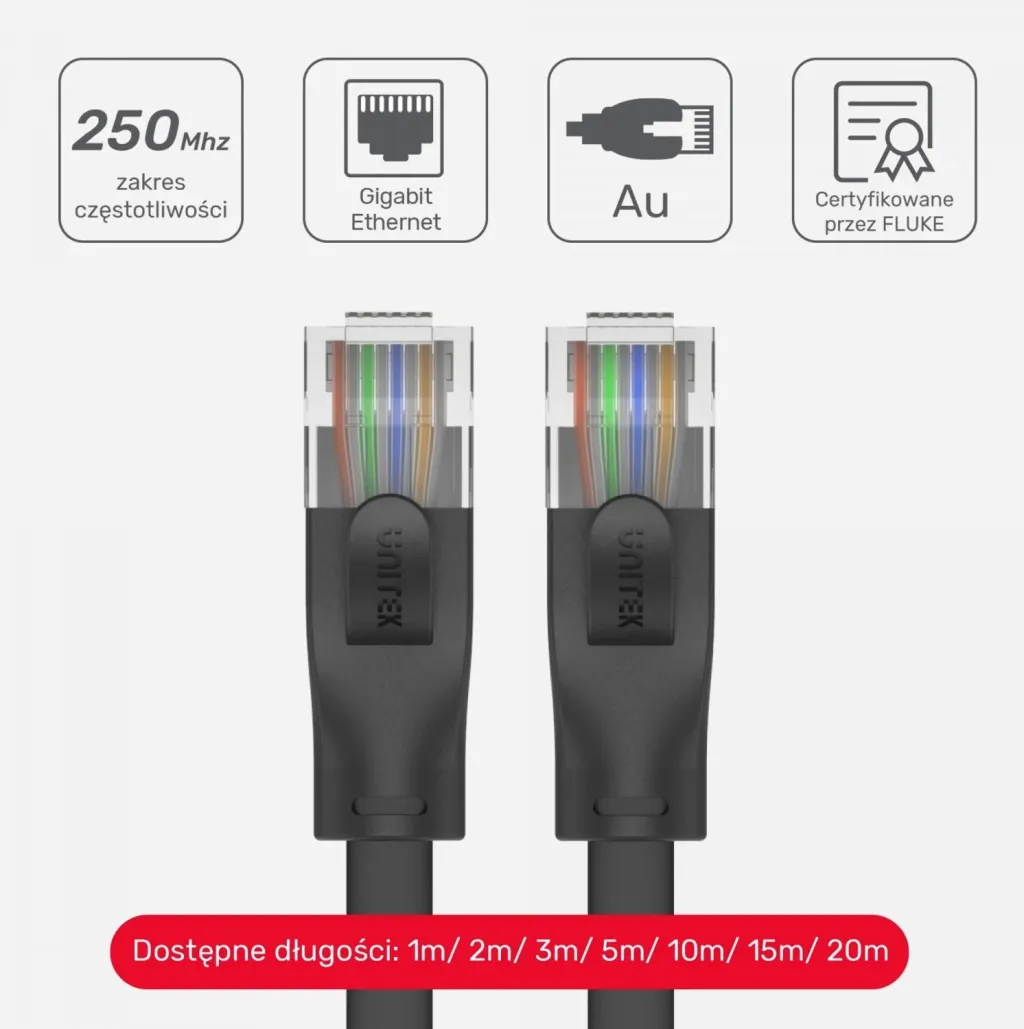 Kabllo rrjeti Unitek Flat UTP Ethernet, Cat6, 15m, e zezë - 3