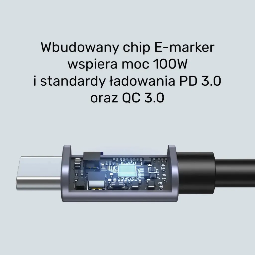 Kabëll USB-C Unitek 90° PD100W 5m, gri - 12