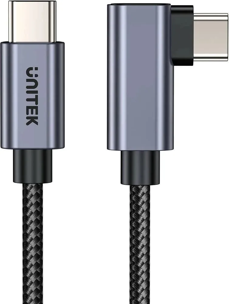 Kabëll USB-C Unitek 90° PD100W 5m, gri - 3