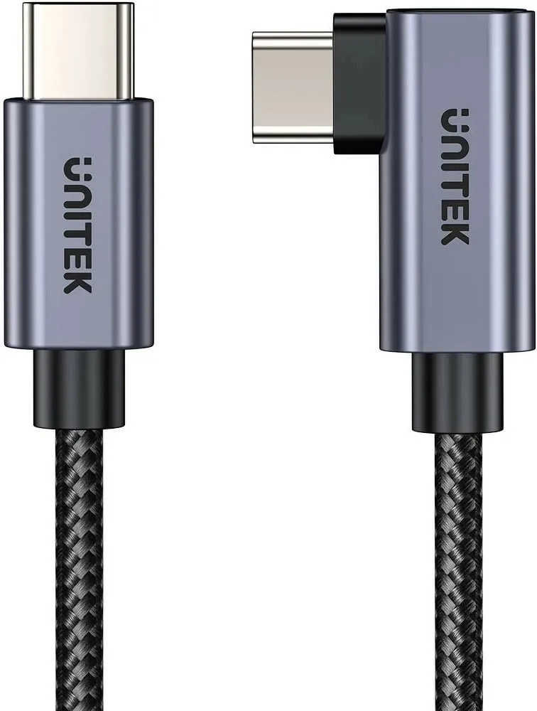 Kabëll USB-C Unitek 90° PD100W 5m, gri - 4