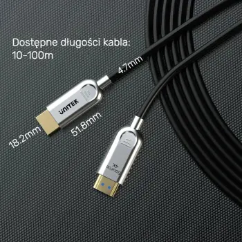 Kabel HDMI optik Unitek 2.0 AOC 4K 60Hz 50m silver-black