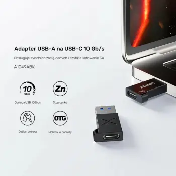 Adapter UNITEK A1049ABK01 USB-A në USB-C 10Gbps, zi