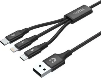 Kabllo Unitek, USB A / USB C / Micro-USB B / Lightning, 1.2 m, e kuqe