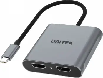 Adapter USB Unitek V1404B, USB C në 2x HDMI, 4K 60Hz, gri hapësinor