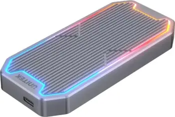 Kuti e jashtme SSD M.2 Unitek S1210B, USB-C 10Gbps, NVMe SATA, gri me RGB