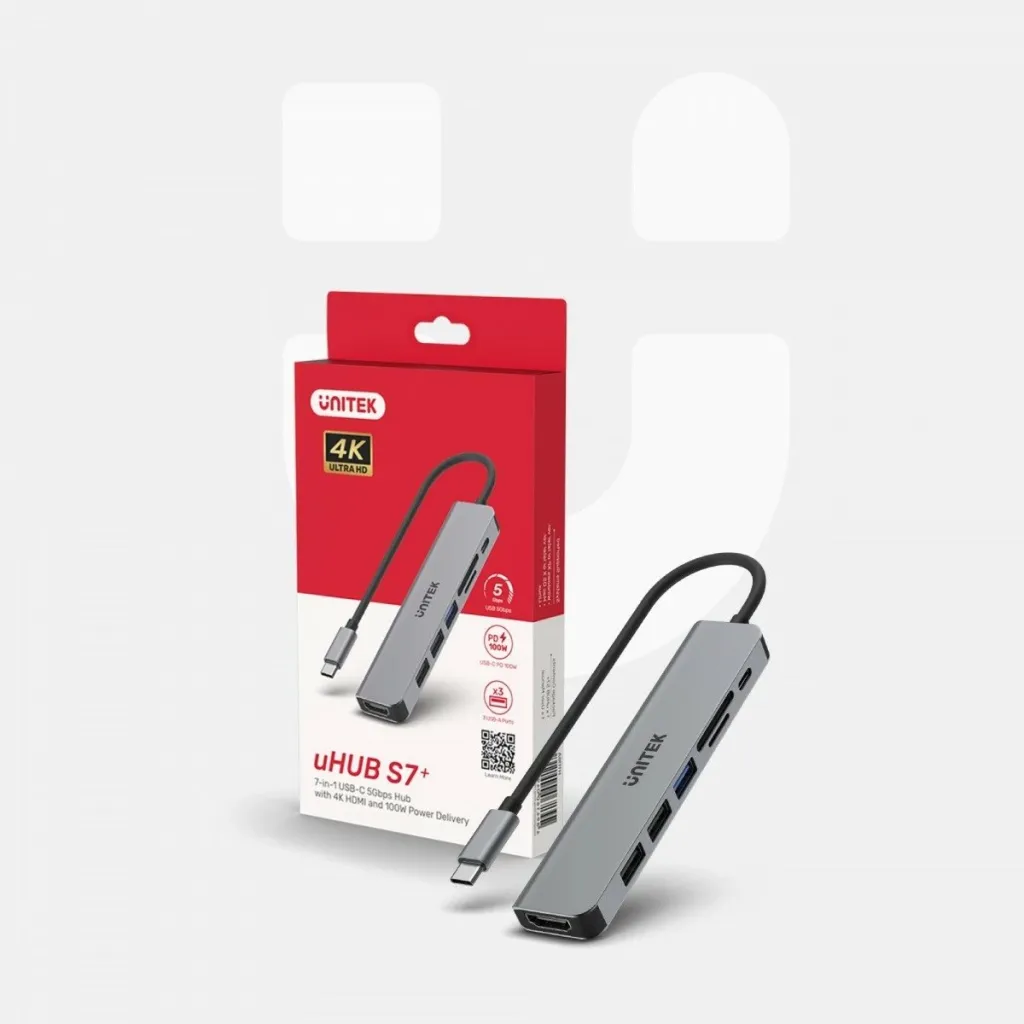 Qendër USB-C Unitek H1118A, USB-A x3, USB-C, HDMI, SD, microSD, e hirtë - 3