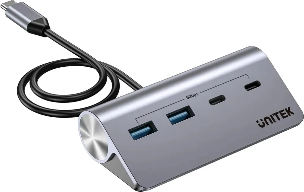 Kasë UNITEK H1337AGY01 USB-C me 2x USB-A, 2x USB-C, 5Gbps, Alumini, Argjend - 1