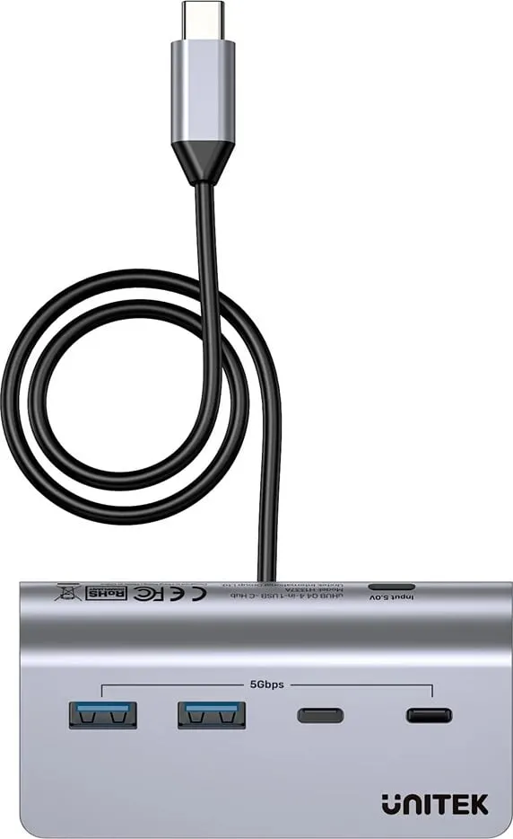 Kasë UNITEK H1337AGY01 USB-C me 2x USB-A, 2x USB-C, 5Gbps, Alumini, Argjend - 2