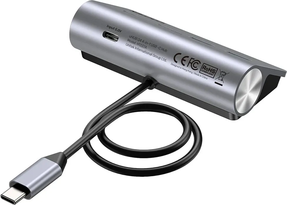 Kasë UNITEK H1337AGY01 USB-C me 2x USB-A, 2x USB-C, 5Gbps, Alumini, Argjend - 3