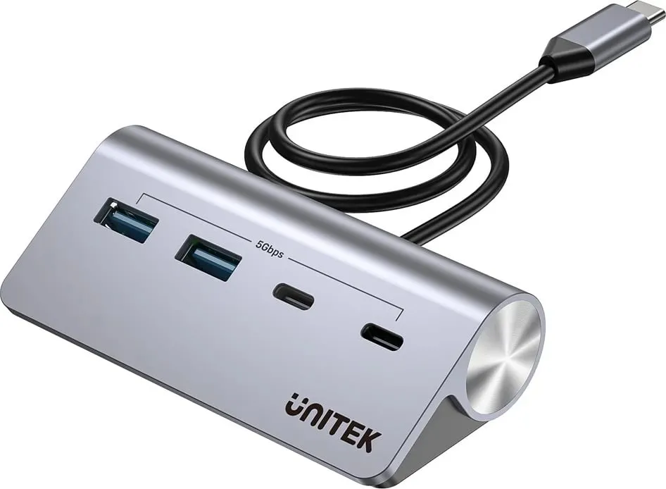 Kasë UNITEK H1337AGY01 USB-C me 2x USB-A, 2x USB-C, 5Gbps, Alumini, Argjend - 4