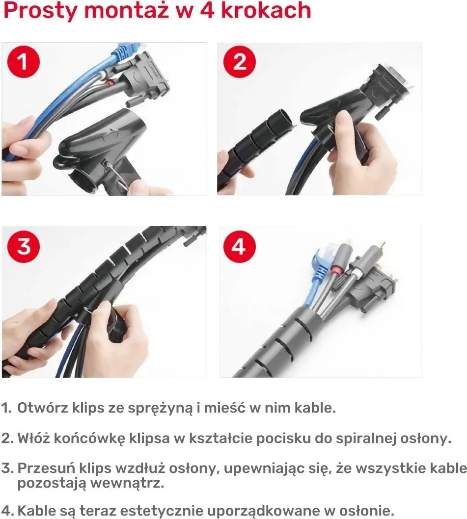 Organizer kabllash spiral Unitek, 5 metra, 22 mm, i zi - 4