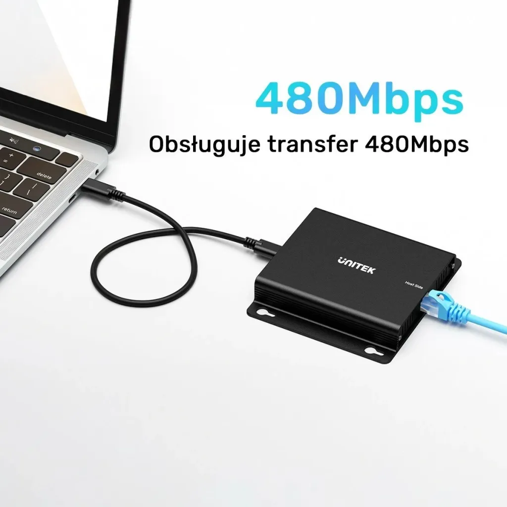 USB-C extender Unitek, 4x USB-A, Ethernet, 150m, 480Mbps - 9