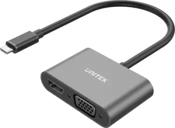 Adapter USB C Unitek V1168A, HDMI 4K, VGA Full HD, gri