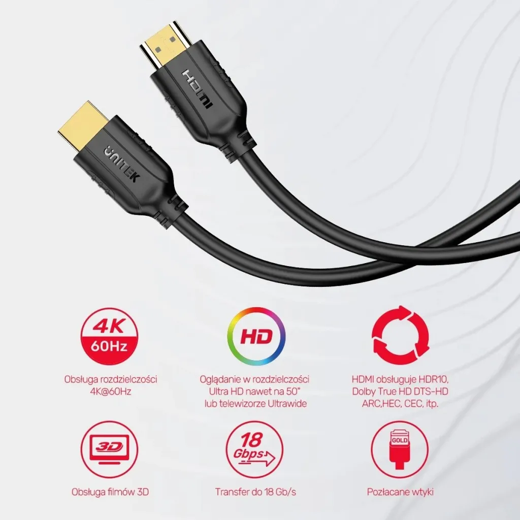 Kabllo HDMI Unitek C11079BK, 5m, 4K, i zi - 5
