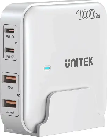 Karikues USB Unitek P1229A, 100W, 2x USB A 2x USB C, i bardhë