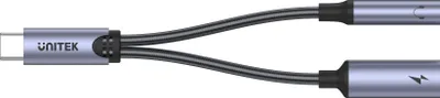 Adapter audio USB Unitek M205A, USB C në 3.5mm Jack dhe USB C, argjendtë - 3