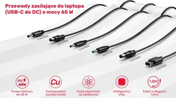 Kabllo USB Unitek C14118BK, USB C në DC 4 x 1.7 mm, 1.8 m, e zezë