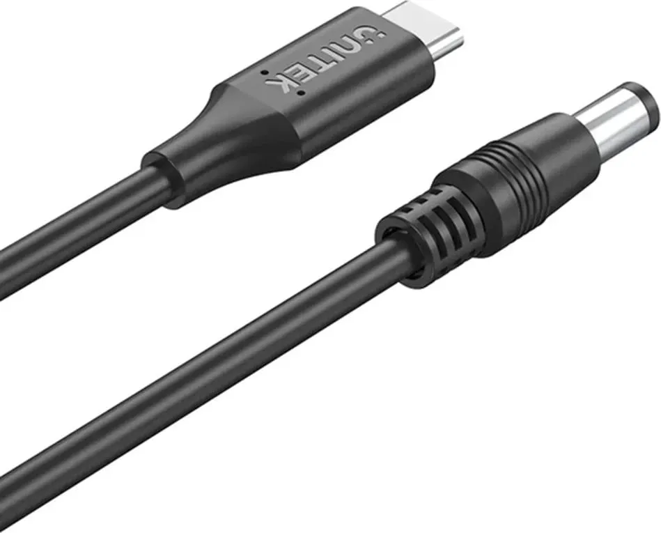 Kabulli për ngarkim të laptopit Unitek, 65W USB-C - DC5,5mm, i zi - 4