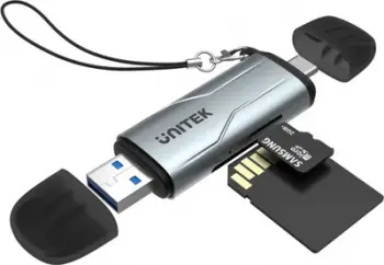 Lexues kartash Unitek R1010A, USB A dhe USB C, 5 Gbps, gri