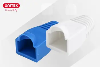 Kapotë mbrojtëse për RJ45 Unitek, 6 mm, set 100 copë, e bardhë