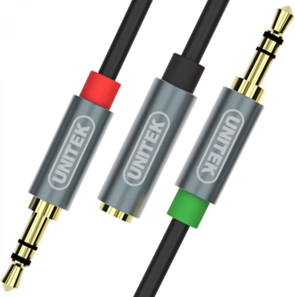Kabllo Unitek- Jack 3.5mm x2 (Y-C957ABK),0.2m,e zezë - 3