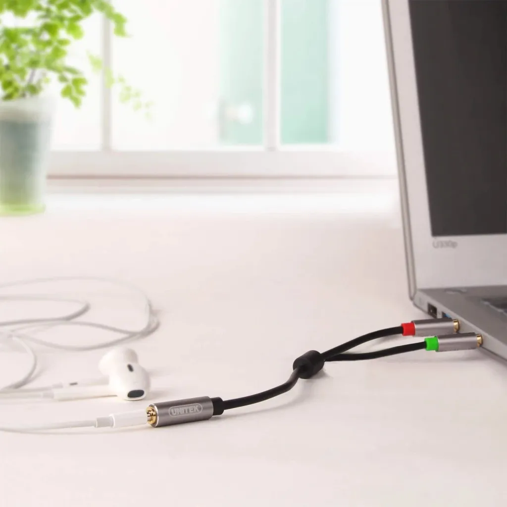 Kabllo Unitek- Jack 3.5mm x2 (Y-C957ABK),0.2m,e zezë - 4