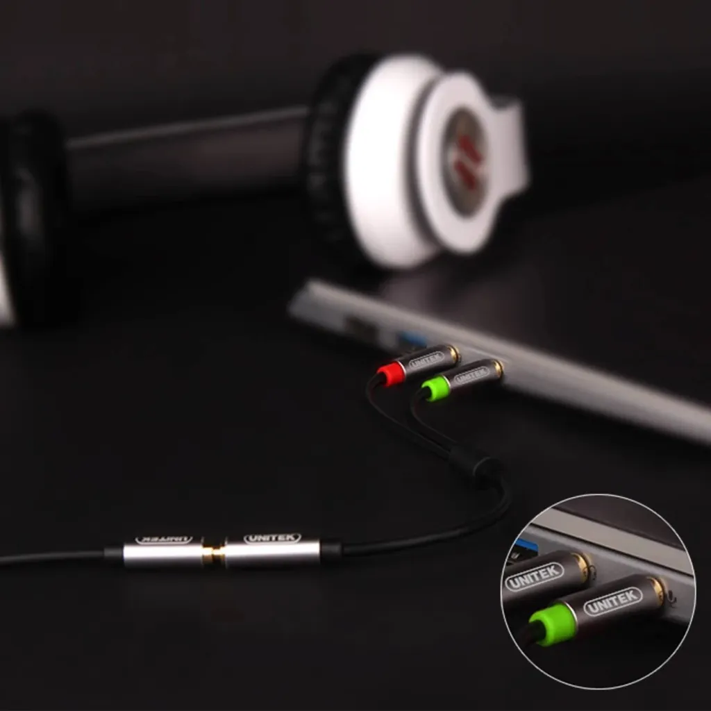 Kabllo Unitek- Jack 3.5mm x2 (Y-C957ABK),0.2m,e zezë - 5