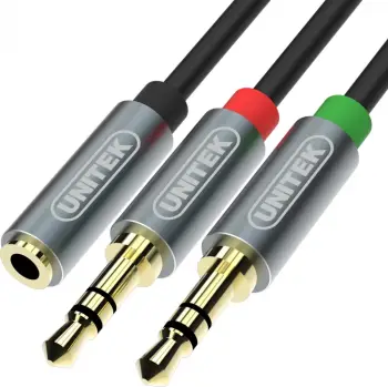 Kabllo Unitek- Jack 3.5mm x2 (Y-C957ABK),0.2m,e zezë